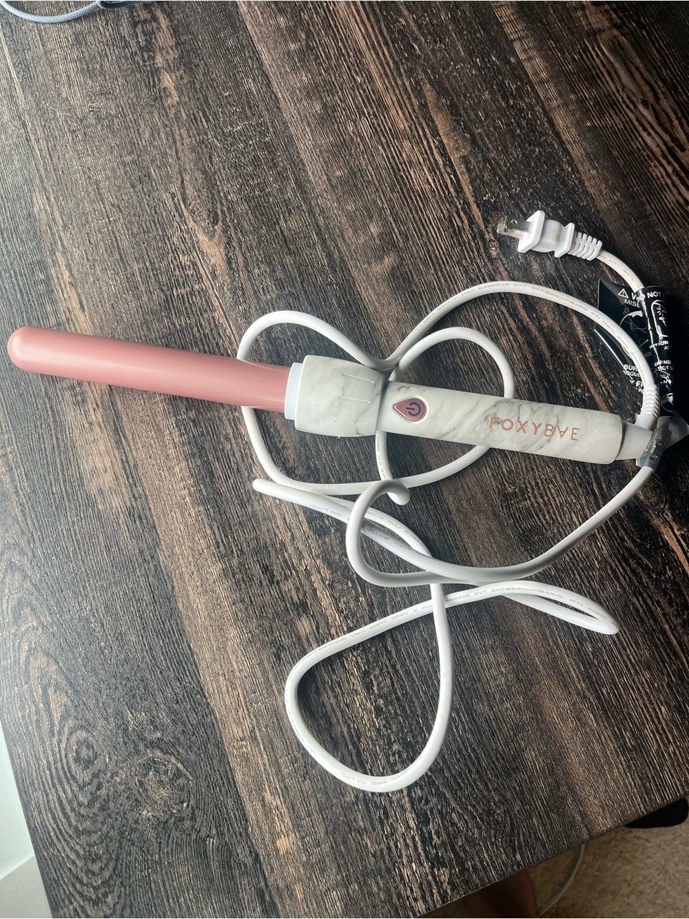 FoxyBae Rose Gold Curling Wand with White Marble Handle